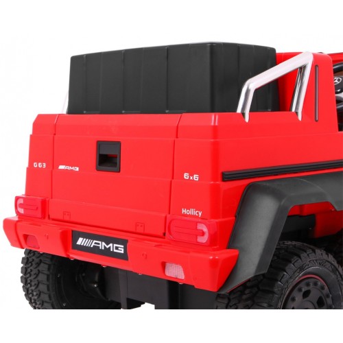 Auto Mercedes G63 6x6 pre deti Červený + 2 Plynové pedály + Nastaviteľné sedadlo + Audio LED + Batožinový priestor + Kufor pre r