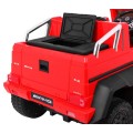 Auto Mercedes G63 6x6 pre deti Červený + 2 Plynové pedály + Nastaviteľné sedadlo + Audio LED + Batožinový priestor + Kufor pre r
