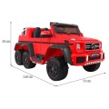 Auto Mercedes G63 6x6 MP4 pre deti Červený + 2 Plynové pedály + Nastaviteľné sedadlo + MP4 + LED + Batožinový priestor + Kufor p