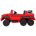 Auto Mercedes G63 6x6 MP4 pre deti Červený + 2 Plynové pedály + Nastaviteľné sedadlo + MP4 + LED + Batožinový priestor + Kufor p