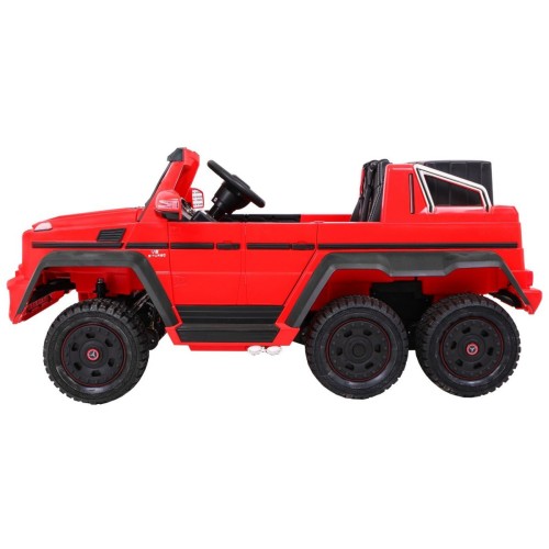 Auto Mercedes G63 6x6 MP4 pre deti Červený + 2 Plynové pedály + Nastaviteľné sedadlo + MP4 + LED + Batožinový priestor + Kufor p