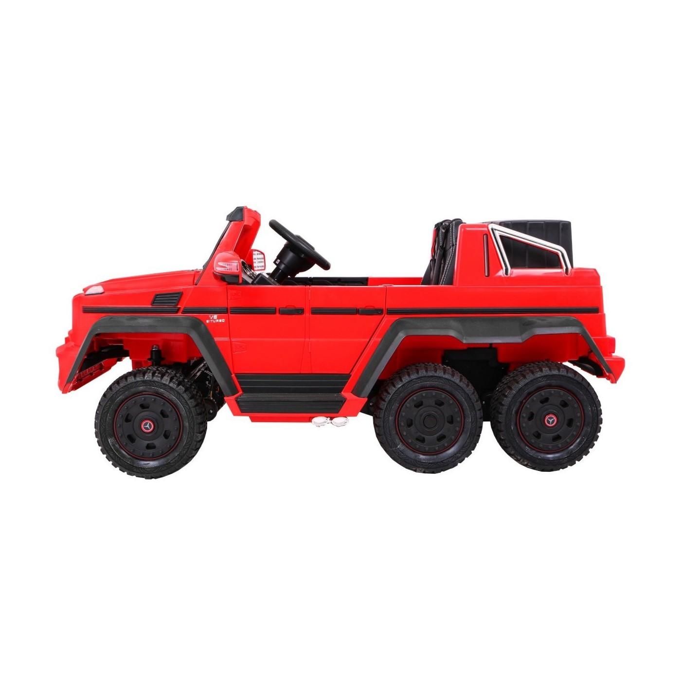 Auto Mercedes G63 6x6 MP4 pre deti Červený + 2 Plynové pedály + Nastaviteľné sedadlo + MP4 + LED + Batožinový priestor + Kufor p