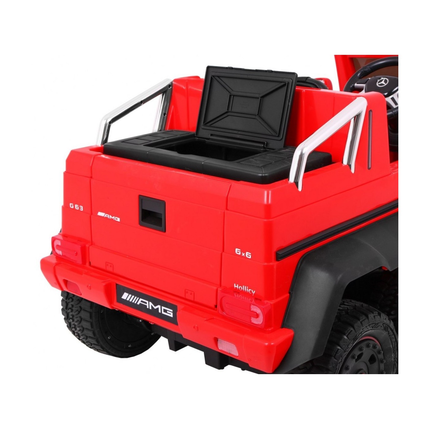 Auto Mercedes G63 6x6 MP4 pre deti Červený + 2 Plynové pedály + Nastaviteľné sedadlo + MP4 + LED + Batožinový priestor + Kufor p