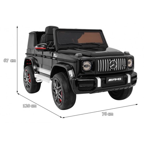 Mercedes AMG G63 pre deti Lakovaný Čierny + Diaľkové ovládanie + MP3 LED + Pomalý štart + EVA + Pásy