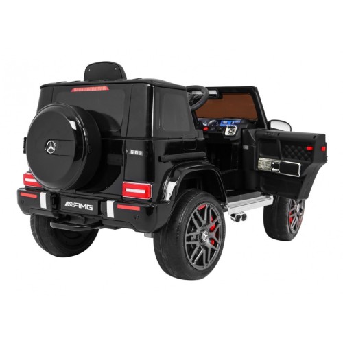 Mercedes AMG G63 pre deti Lakovaný Čierny + Diaľkové ovládanie + MP3 LED + Pomalý štart + EVA + Pásy