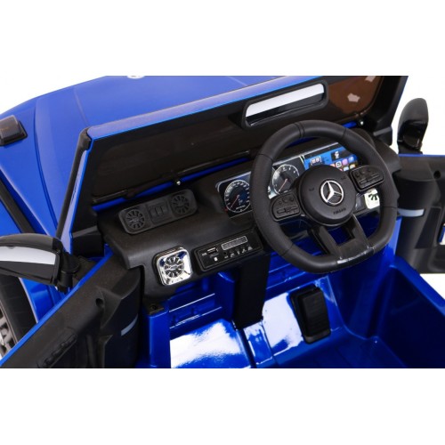 Mercedes AMG G63 pre deti Lakovaný Modrý + Diaľkové ovládanie + MP3 LED + Pomalý štart + EVA + Pásy