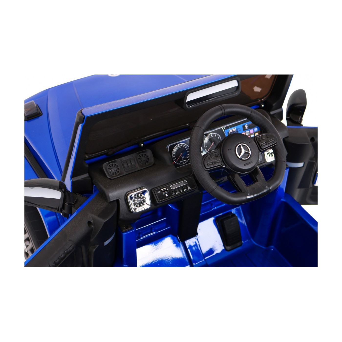 Mercedes AMG G63 pre deti Lakovaný Modrý + Diaľkové ovládanie + MP3 LED + Pomalý štart + EVA + Pásy