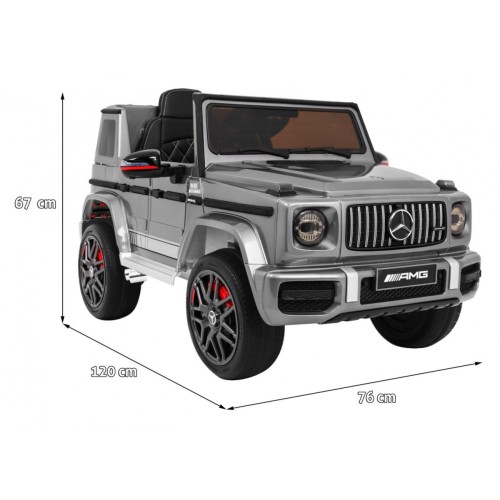 Mercedes AMG G63 pre deti Lakovaný Strieborný + Diaľkové ovládanie + MP3 LED + Pomalý štart + EVA + Pásy