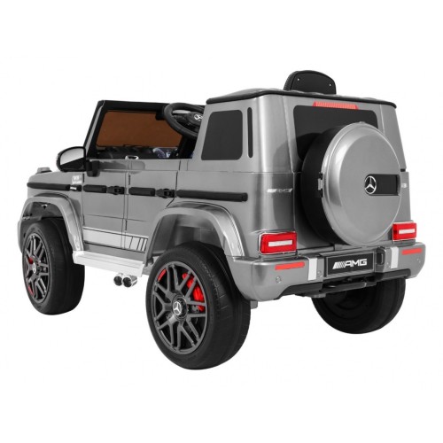 Mercedes AMG G63 pre deti Lakovaný Strieborný + Diaľkové ovládanie + MP3 LED + Pomalý štart + EVA + Pásy