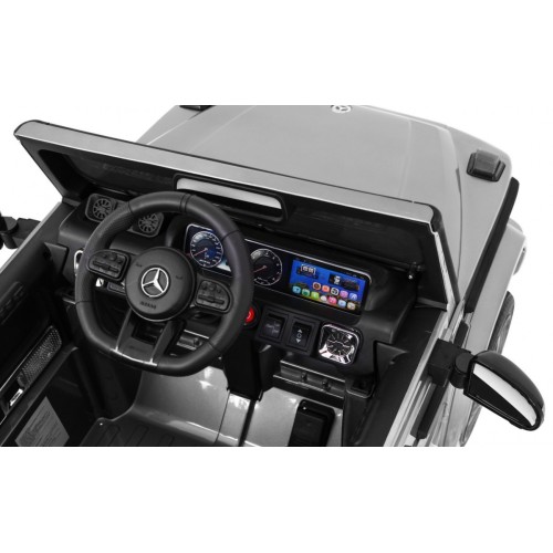 Mercedes AMG G63 pre deti Lakovaný Strieborný + Diaľkové ovládanie + MP3 LED + Pomalý štart + EVA + Pásy