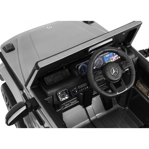 Mercedes AMG G63 pre deti Lakovaný Strieborný + Diaľkové ovládanie + MP3 LED + Pomalý štart + EVA + Pásy