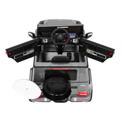 Mercedes AMG G63 pre deti Lakovaný Strieborný + Diaľkové ovládanie + MP3 LED + Pomalý štart + EVA + Pásy