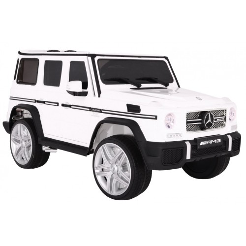Auto na batériu Mercedes AMG G65 pre deti Biely + Lakovaný + Batožinový priestor + Svetlá Zvuky