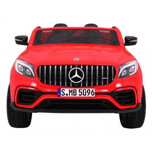 Auto Mercedes GLC 63S pre deti Červený + Pohon 4x4 + MP4 + LED + Ekokoža + Pomalý štart + EVA