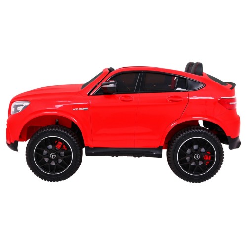 Auto Mercedes GLC 63S pre deti Červený + Pohon 4x4 + MP4 + LED + Ekokoža + Pomalý štart + EVA