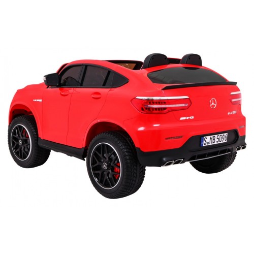 Auto Mercedes GLC 63S pre deti Červený + Pohon 4x4 + MP4 + LED + Ekokoža + Pomalý štart + EVA