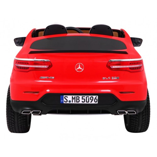 Auto Mercedes GLC 63S pre deti Červený + Pohon 4x4 + MP4 + LED + Ekokoža + Pomalý štart + EVA