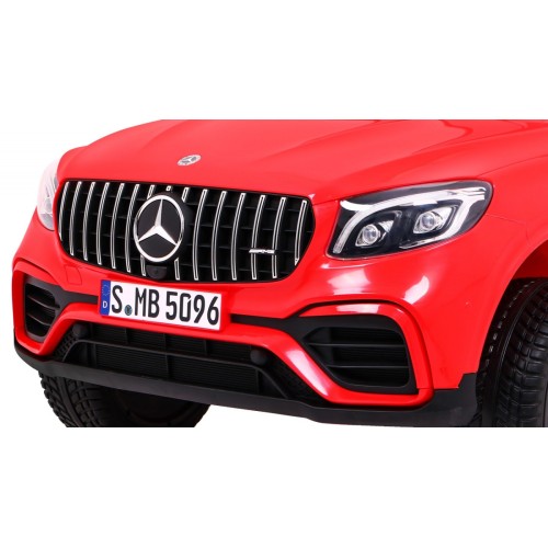 Auto Mercedes GLC 63S pre deti Červený + Pohon 4x4 + MP4 + LED + Ekokoža + Pomalý štart + EVA