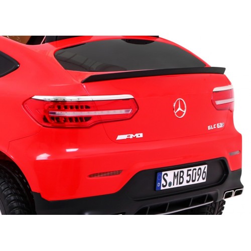 Auto Mercedes GLC 63S pre deti Červený + Pohon 4x4 + MP4 + LED + Ekokoža + Pomalý štart + EVA