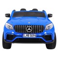 Auto Mercedes GLC 63S pre deti Modrý + Pohon 4x4 + MP4 + LED + Ekokoža + Pomalý štart + EVA