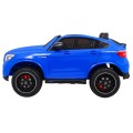 Auto Mercedes GLC 63S pre deti Modrý + Pohon 4x4 + MP4 + LED + Ekokoža + Pomalý štart + EVA
