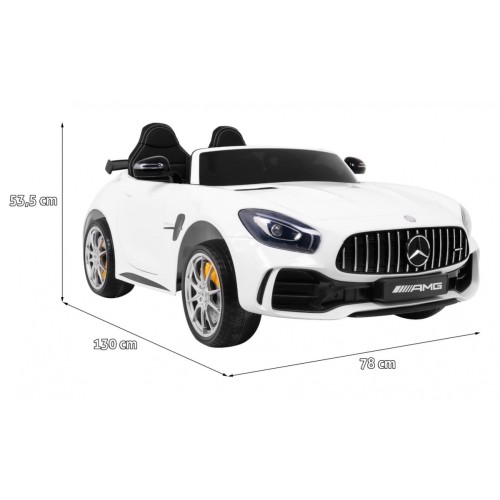 Mercedes-Benz GT R pre deti Lakovaný Biely + Pohon 4x4 + Vetráčik + Diaľkové ovládanie + EVA + MP3 LED