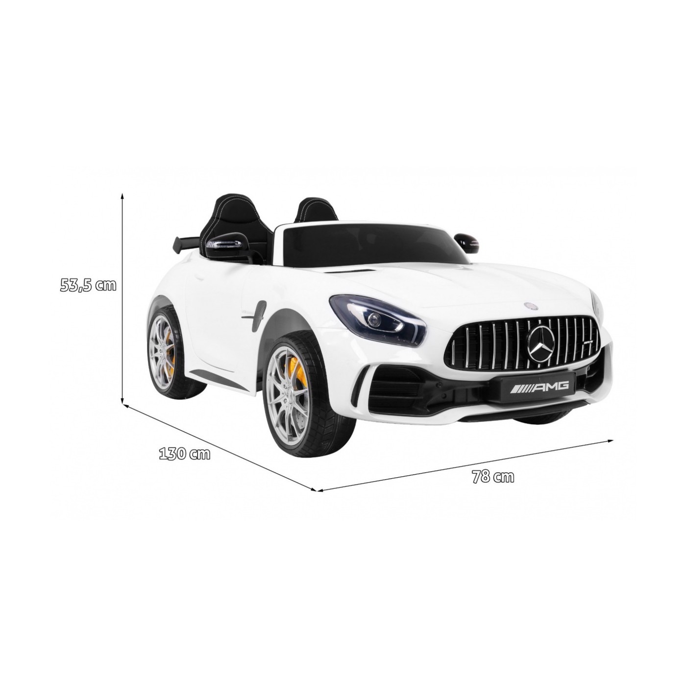 Mercedes-Benz GT R pre deti Lakovaný Biely + Pohon 4x4 + Vetráčik + Diaľkové ovládanie + EVA + MP3 LED