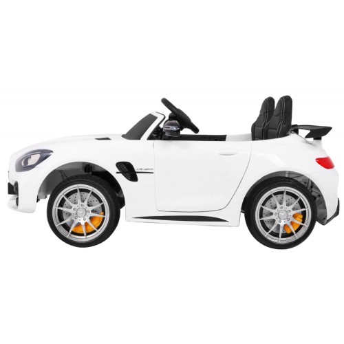 Mercedes-Benz GT R pre deti Lakovaný Biely + Pohon 4x4 + Vetráčik + Diaľkové ovládanie + EVA + MP3 LED