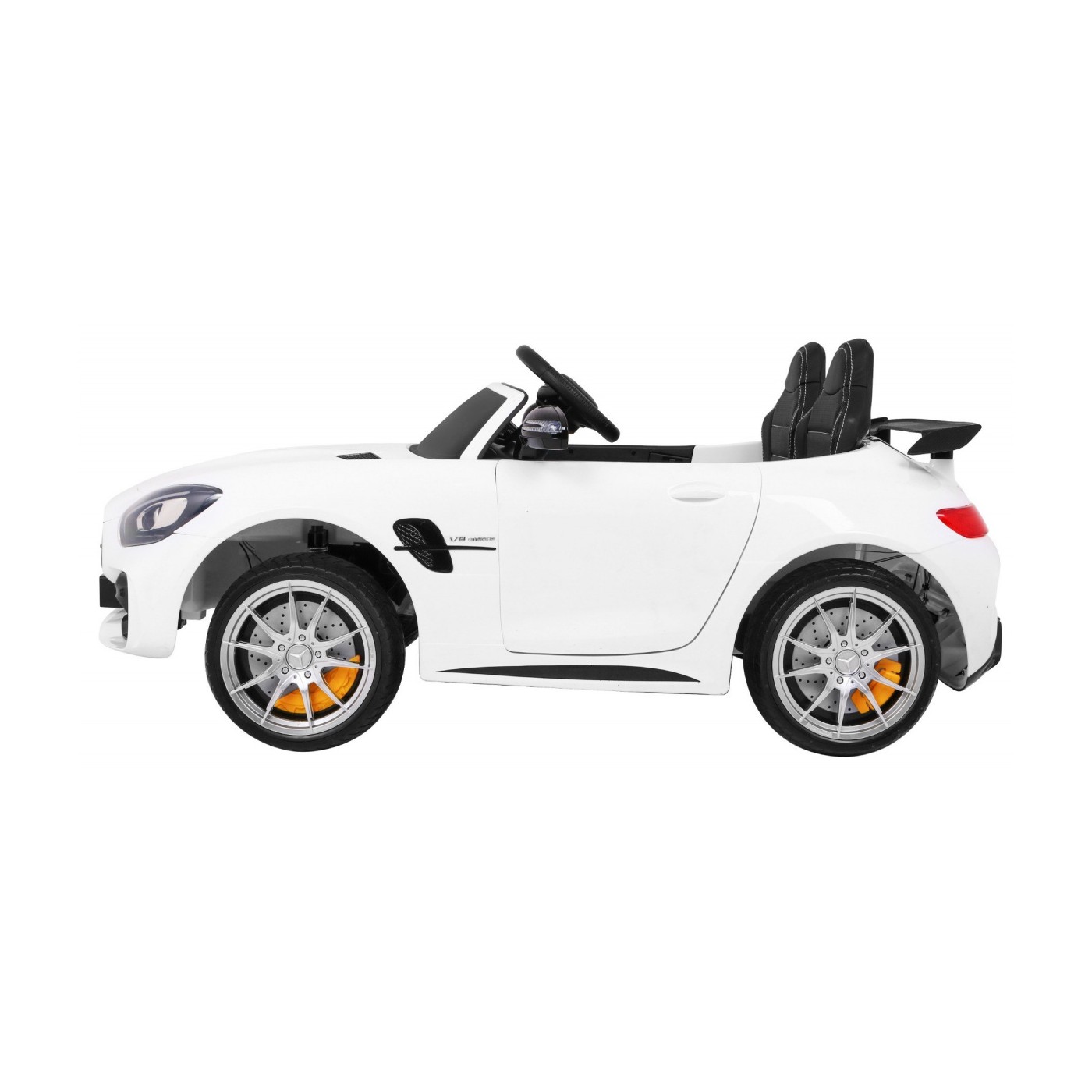 Mercedes-Benz GT R pre deti Lakovaný Biely + Pohon 4x4 + Vetráčik + Diaľkové ovládanie + EVA + MP3 LED
