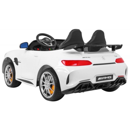 Mercedes-Benz GT R pre deti Lakovaný Biely + Pohon 4x4 + Vetráčik + Diaľkové ovládanie + EVA + MP3 LED