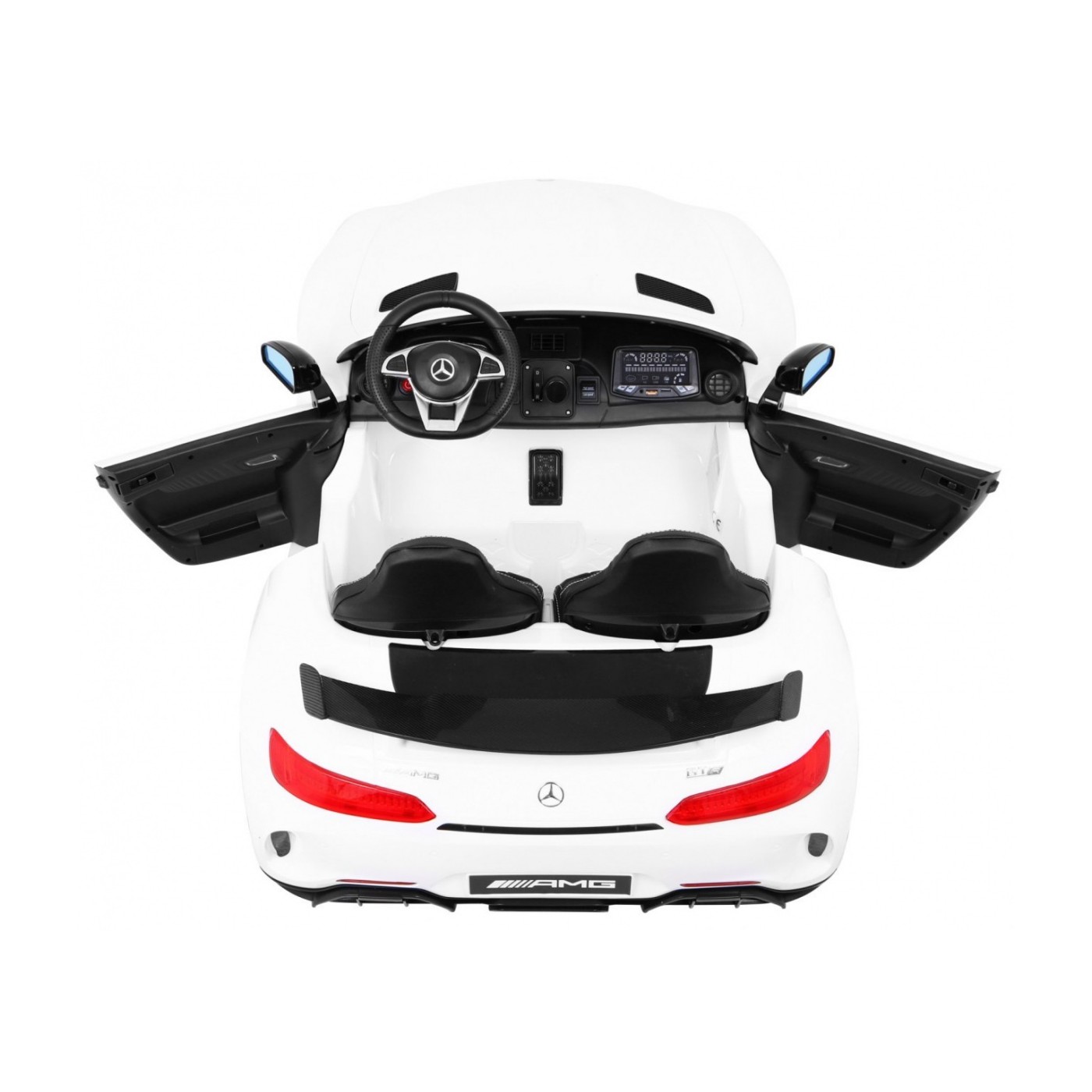 Mercedes-Benz GT R pre deti Lakovaný Biely + Pohon 4x4 + Vetráčik + Diaľkové ovládanie + EVA + MP3 LED