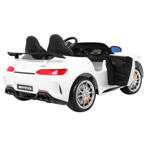 Mercedes-Benz GT R pre deti Lakovaný Biely + Pohon 4x4 + Vetráčik + Diaľkové ovládanie + EVA + MP3 LED