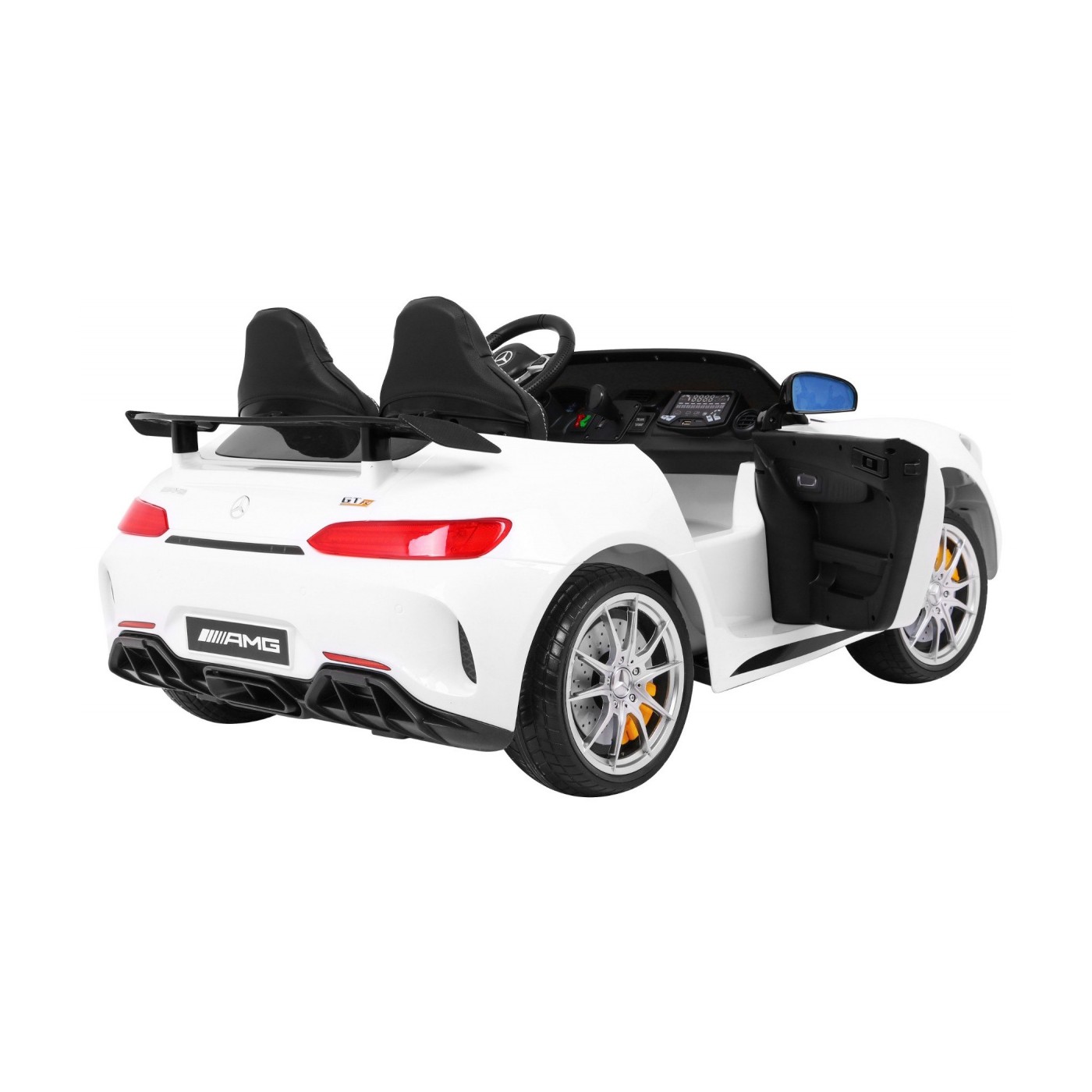 Mercedes-Benz GT R pre deti Lakovaný Biely + Pohon 4x4 + Vetráčik + Diaľkové ovládanie + EVA + MP3 LED