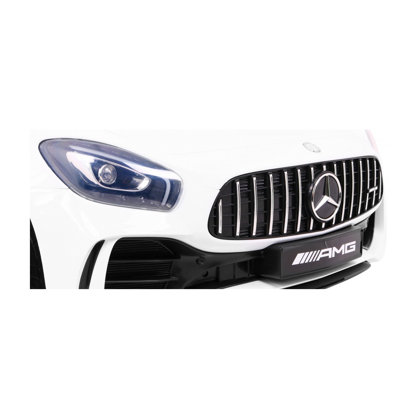Mercedes-Benz GT R pre deti Lakovaný Biely + Pohon 4x4 + Vetráčik + Diaľkové ovládanie + EVA + MP3 LED