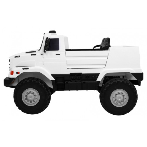 Auto na batériu Mercedes-Benz Zetros pre deti Biely + 2-miestny + Batožinový priestor + Diaľkové ovládanie
