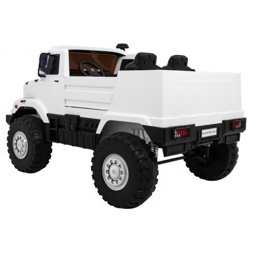 Auto na batériu Mercedes-Benz Zetros pre deti Biely + 2-miestny + Batožinový priestor + Diaľkové ovládanie