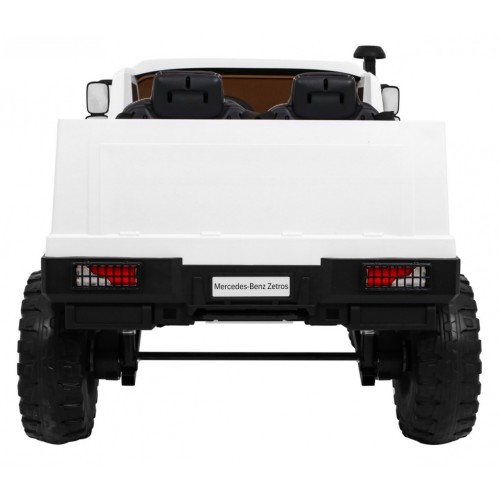Auto na batériu Mercedes-Benz Zetros pre deti Biely + 2-miestny + Batožinový priestor + Diaľkové ovládanie