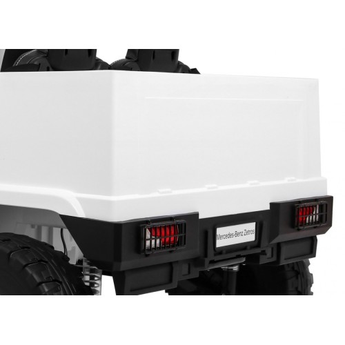 Auto na batériu Mercedes-Benz Zetros pre deti Biely + 2-miestny + Batožinový priestor + Diaľkové ovládanie