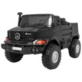 Auto na batériu Mercedes-Benz Zetros pre deti Čierny + 2-miestny + Batožinový priestor + Diaľkové ovládanie