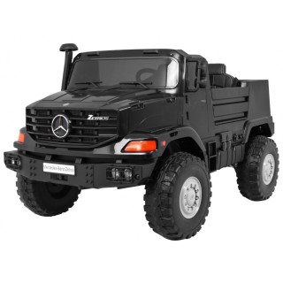 Auto na batériu Mercedes-Benz Zetros pre deti Čierny + 2-miestny + Batožinový priestor + Diaľkové ovládanie
