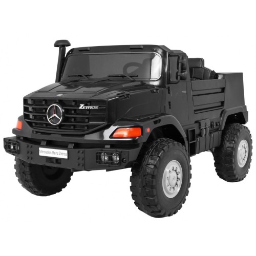 Auto na batériu Mercedes-Benz Zetros pre deti Čierny + 2-miestny + Batožinový priestor + Diaľkové ovládanie