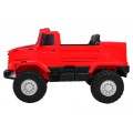 Auto na batériu Mercedes-Benz Zetros pre deti Červený + 2-miestny + Batožinový priestor + Diaľkové ovládanie