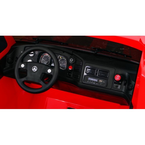 Auto na batériu Mercedes-Benz Zetros pre deti Červený + 2-miestny + Batožinový priestor + Diaľkové ovládanie