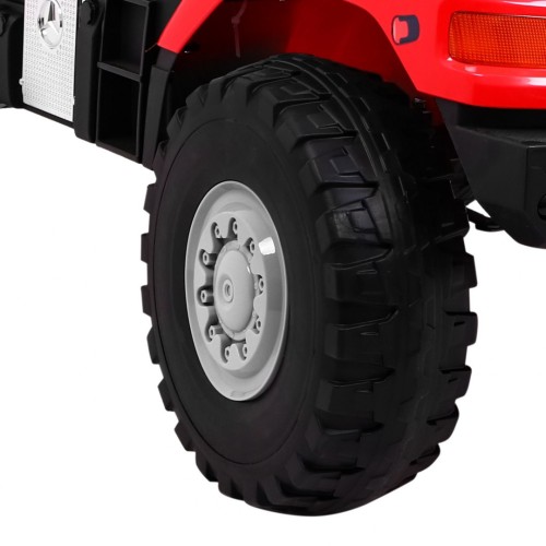 Auto na batériu Mercedes-Benz Zetros pre deti Červený + 2-miestny + Batožinový priestor + Diaľkové ovládanie