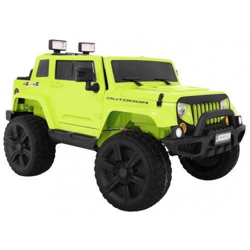 Auto na batériu Mighty Jeep pre deti Zelený + 2-miestny + Pohon 4x4 + 2 batožinové priestory