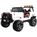 Terénne auto typu jeep Monster 4x4 pre deti Biely + Diaľkové ovládanie + Nastaviteľné sedadlo + Pomalý štart + MP3 LED + Batožin