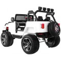 Terénne auto typu jeep Monster 4x4 pre deti Biely + Diaľkové ovládanie + Nastaviteľné sedadlo + Pomalý štart + MP3 LED + Batožin