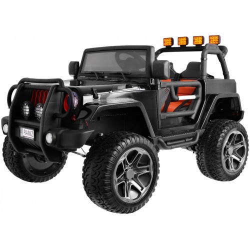 Terénne auto typu jeep Monster 4x4 pre deti Čierny + Diaľkové ovládanie + Nastaviteľné sedadlo + Pomalý štart + MP3 LED + Batoži