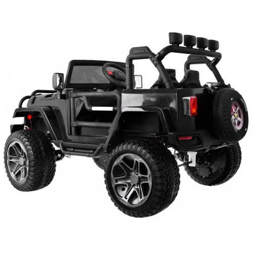 Terénne auto typu jeep Monster 4x4 pre deti Čierny + Diaľkové ovládanie + Nastaviteľné sedadlo + Pomalý štart + MP3 LED + Batoži