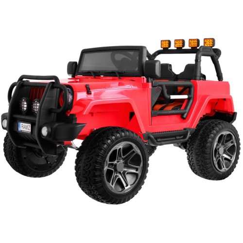 Terénne auto typu jeep Monster 4x4 pre deti Červený + Diaľkové ovládanie + Nastaviteľné sedadlo + MP3 LED + Batožinový priestor 